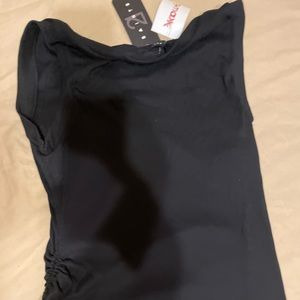 All black short sleeve dress